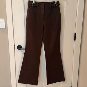 Derek Lam 10 Crosby tailored flared trousers in rich espresso brown.